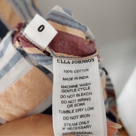 ULLA JOHNSON Elan Off The Shoulder Seersucker Jumpsuit in Sky - Picture 10 of 11